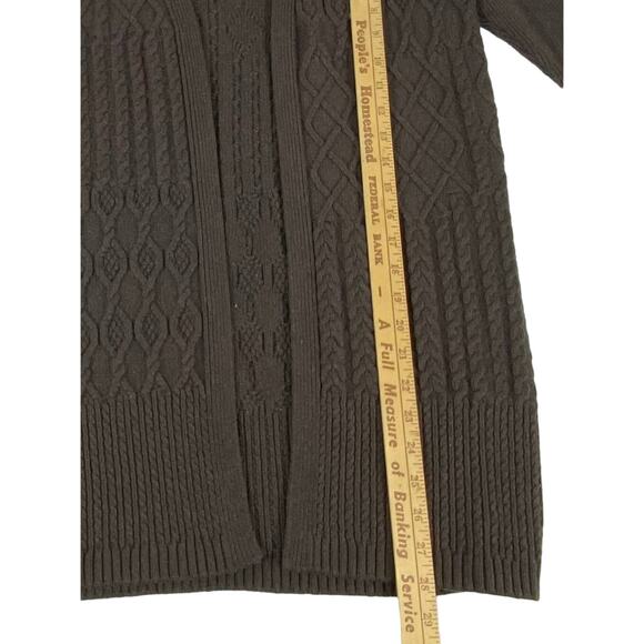 Chicos Cableknit Cardigan Sweater Size 0 or Small Brown Cashmere Wool Blend Open - Picture 7 of 8
